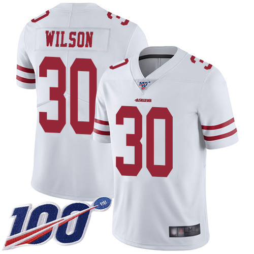 San Francisco 49ers Limited White Men Jeff Wilson Road NFL Jersey #30 100th Season Vapor Untouchable